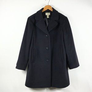L.L. Bean Women's Black Coat 100% Lambswool Long Overcoat Size 12 XL Pet.